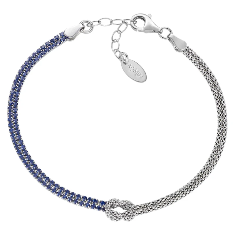 Bracciale Amen Nodo d'Amore con Zirconi Blu Argento 925 BRNOAMBBLZ16