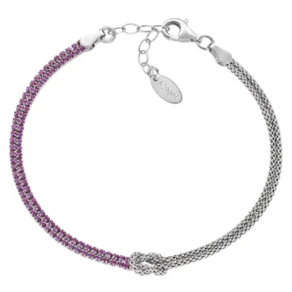 Bracciale Amen Nodo d'Amore con Zirconi Rossi Argento 925 BRNOAMBRZ16