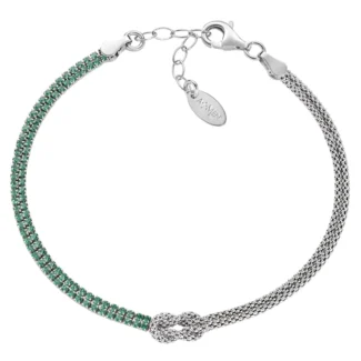 Bracciale Amen Nodo d'Amore con Zirconi Verdi Argento 925 BRNOAMBVEZ16