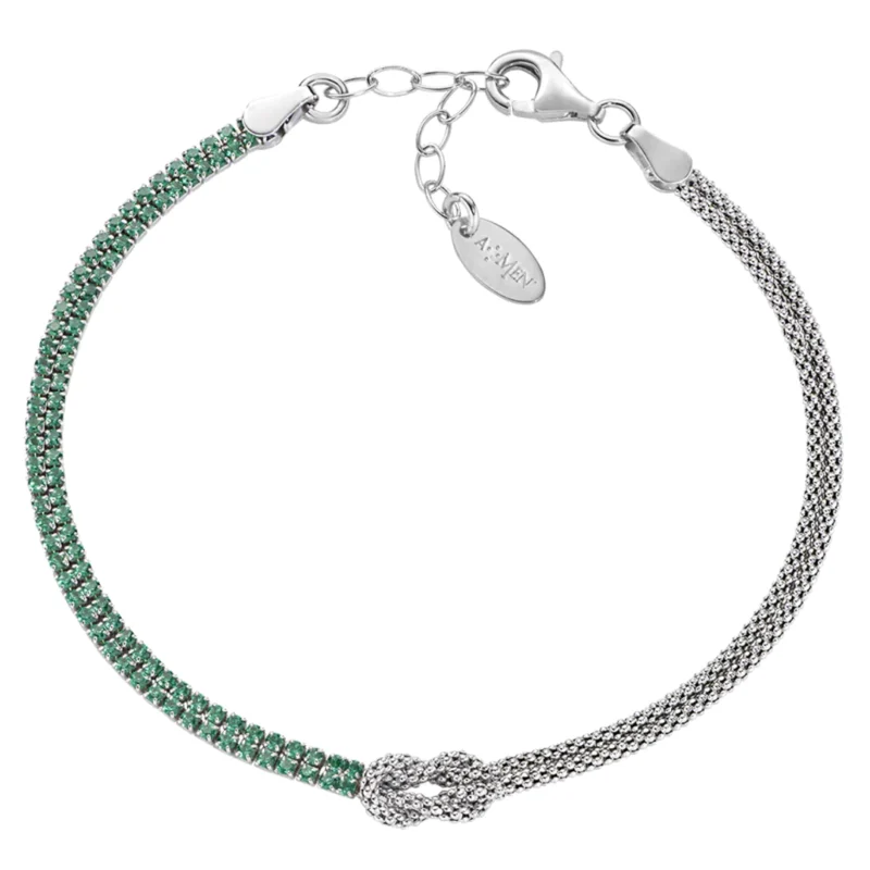 Bracciale Amen Nodo d'Amore con Zirconi Verdi Argento 925 BRNOAMBVEZ16