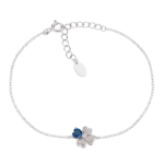 Bracciale Amen Quadricuore in Argento 925 con Zirconi Bianchi e Blu BRQUBBL