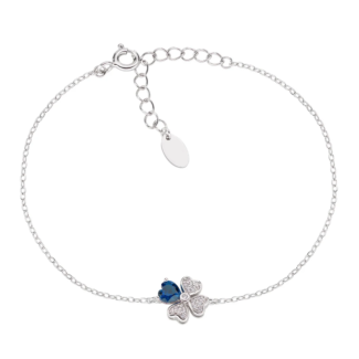 Bracciale Amen Quadricuore in Argento 925 con Zirconi Bianchi e Blu BRQUBBL