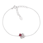 Bracciale Amen Quadricuore in Argento 925 con Zirconi Bianchi e Rossi BRQUBR