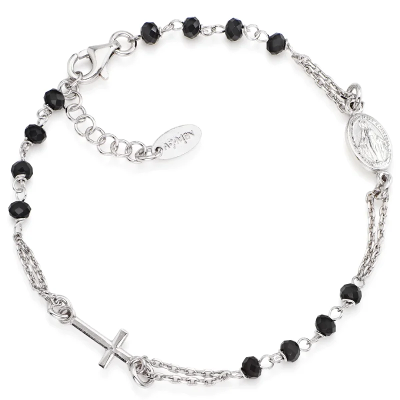 bracciale-amen-rosario-argento-925-con-cristalli-neri-brobn3 bracciale amen rosario argento 925 con cristalli neri brobn3