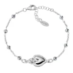 Bracciale Amen Sacro Cuore con Cristalli Grigi Argento 925 BRSCGBG