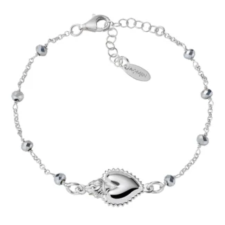 Bracciale Amen Sacro Cuore con Cristalli Grigi Argento 925 BRSCGBG