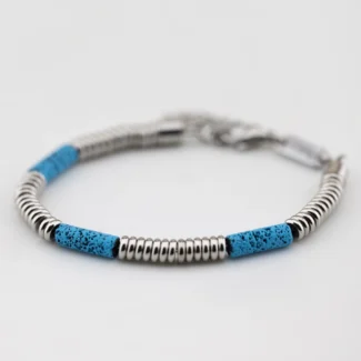 bracciale breil fusion acciaio e lava azzurra tj3876
