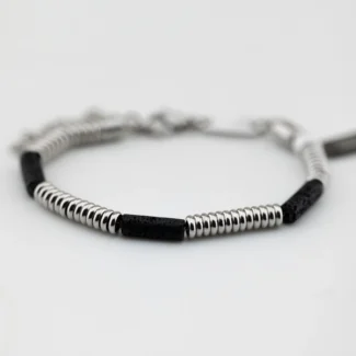 bracciale breil fusion acciaio e lava nera tj3875