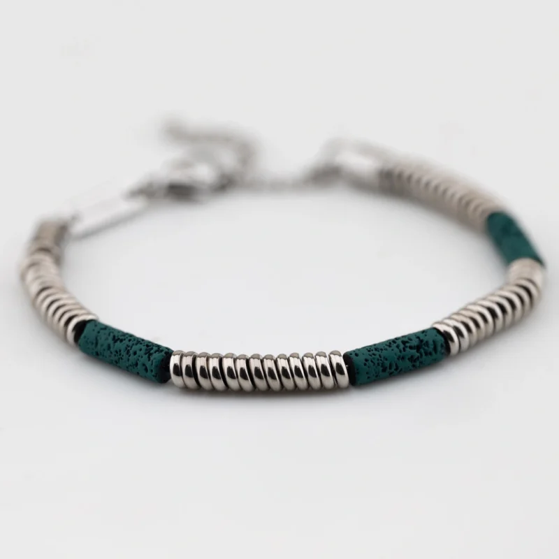 bracciale breil fusion acciaio e lava verde tj3877