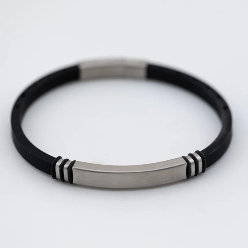 bracciale breil light cuff wild acciaio e silicone nero tj3819