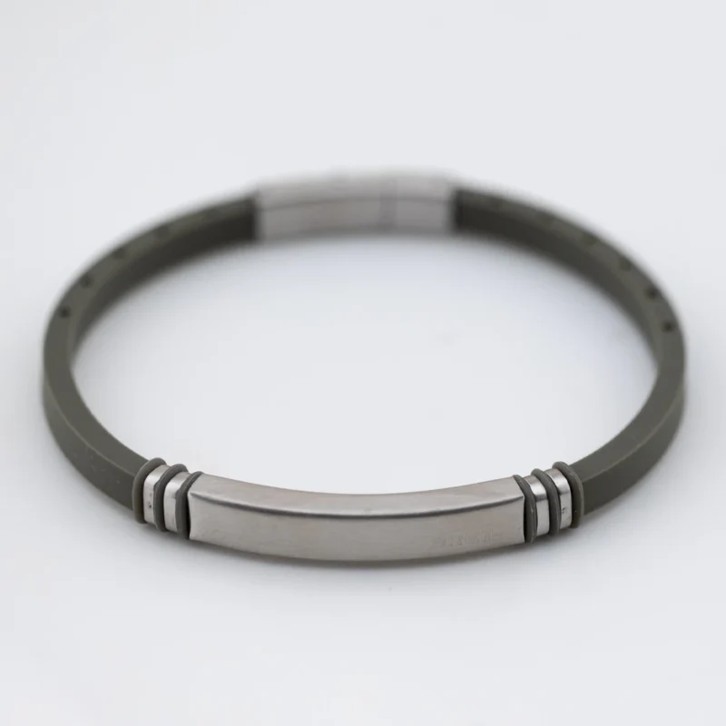 bracciale breil light cuff wild acciaio e silicone verde tj3821