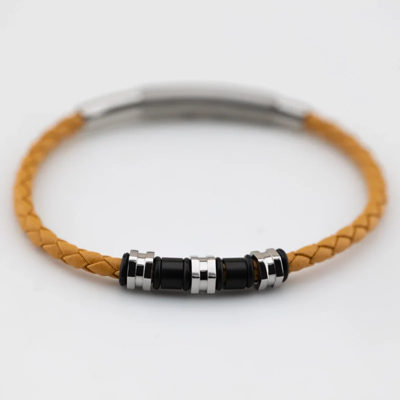 bracciale breil wanderlust acciaio silicone e pelle gialla tj3796