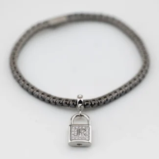 Bracciale John Richmond Tennis Titanio Diamanti Lab Neri e Bianchi Lucchetto JRTM08BB