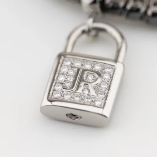 Bracciale John Richmond Tennis Titanio Diamanti Lab Neri e Bianchi Lucchetto JRTM08BB lucchetto