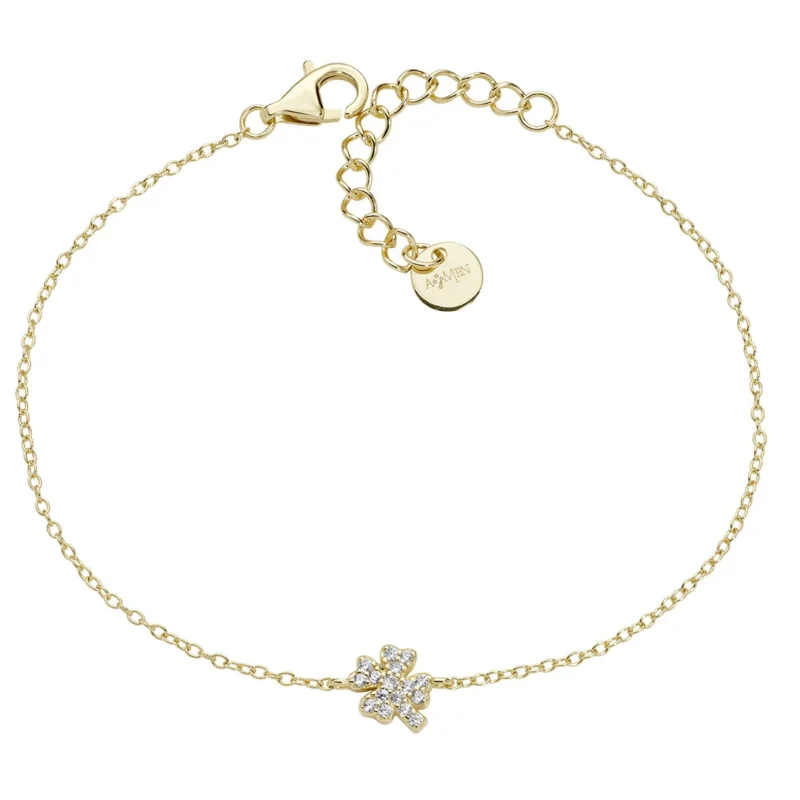 bracciale-mini-quadrifoglio-pave-argento-925-dorato-brqupgbz3 Bracciale Amen Mini Quadrifoglio Pavé Argento 925 Dorato BRQUPGBZ3