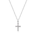 Collana Amen Argento 925 Rodio Croce e Zirconi Bianchi CRBB03