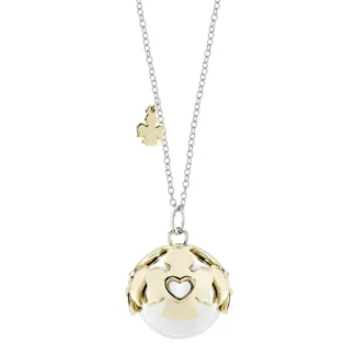 Collana Amen Chiama Angeli in Acciaio Dorato e Rodio OTCCABGB