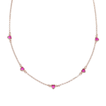 Collana Amen Cinque Cuori Rubino Zirconi Rossi Argento 925 Rosé CLCUSERRZ
