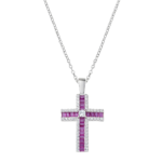 Collana Amen Croce di Zirconi Rossi Baguette e Bianchi Argento 925 CLCRBABBRZ