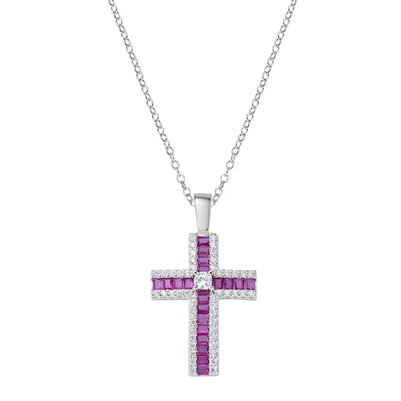 collana-amen-croce-di-zirconi-rossi-baguette-e-bianchi-argento-925-clcrbabbrz Collana Amen Croce di Zirconi Rossi Baguette e Bianchi Argento 925 CLCRBABBRZ