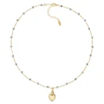 Collana Amen Dorata Sacro Cuore con Cristalli Grigi Argento 925 CLSCGGG