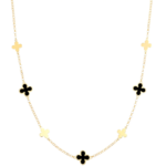 Collana Amen Fiori di Madreperla Nera Argento 925 Dorato CLFIMPGN1