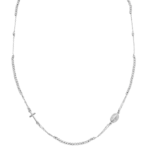 Collana Amen Girocollo Croce e Miracolosa con Sfere Diamantate Argento 925 CLCRMIBBD3