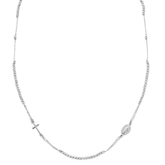 Collana Amen Girocollo Croce e Miracolosa con Sfere Diamantate Argento 925 CLCRMIBBD3