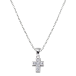 Collana Amen Mini Croce con Zirconi Bianchi Argento 925 CLCCBBZ3