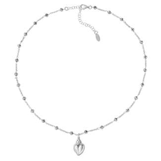 Collana Amen Sacro Cuore con Cristalli Grigi Argento 925 CLSCGBG