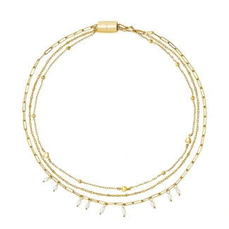 collana breil magnetica system acciaio dorato e perla di fiume tj3761