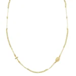 Collana Girocollo Amen Croce e Miracolosa con Sfere Diamantate Argento 925 Dorata CLCRMIGGD3