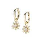 Orecchini Amen Pendenti Mini Margherita Pavé Argento 925 Dorati ORFIPGBZ1