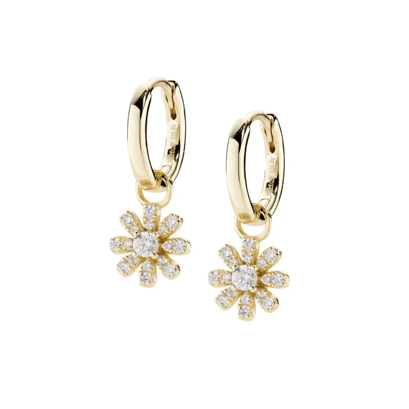 Orecchini Amen Pendenti Mini Margherita Pavé Argento 925 Dorati ORFIPGBZ1