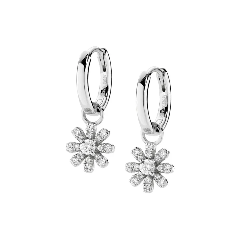 Orecchini Amen Pendenti Mini Margherita Pavé Argento 925 ORFIPBBZ1