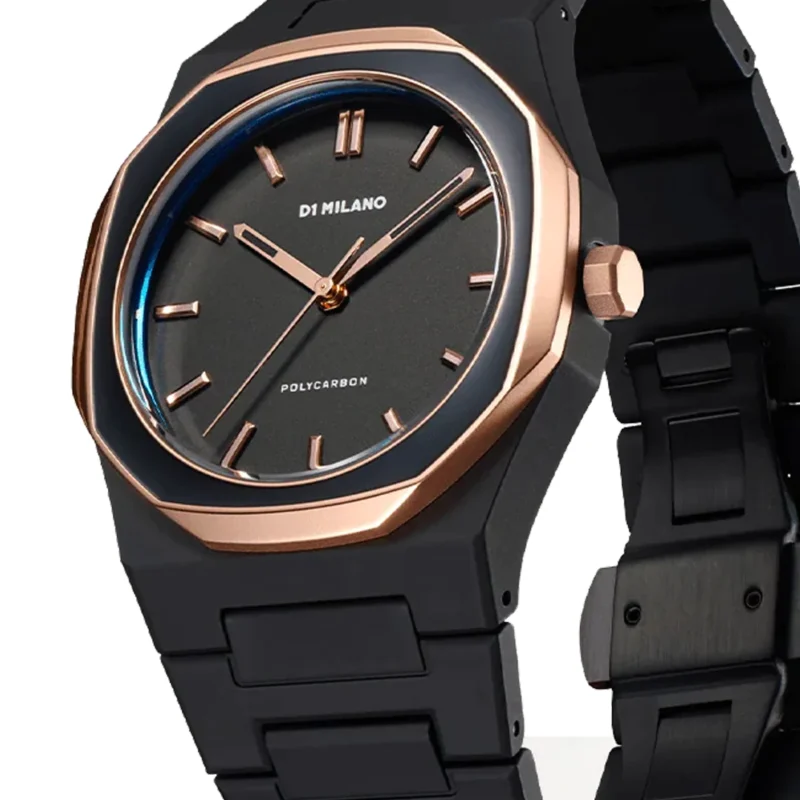 Orologio D1 Milano Polycarbon Gold Mesh D1-PCBU14 dettaglio