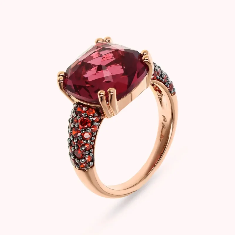 Anello Gioiello Cocktail Bronzallure Lega Golden Rosè Prisma Gem e Pavè Bordeaux WSBZ02179.BRD-16