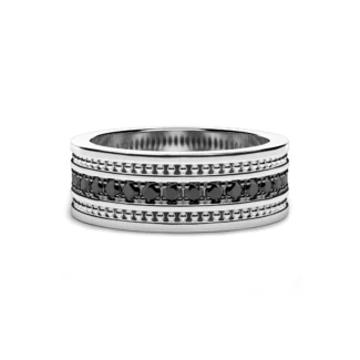 Anello Zancan Stile Fede Argento 925 e Spinelli Neri EXA078L