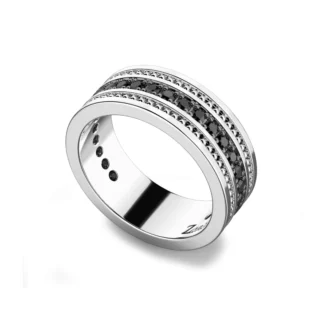 Anello Zancan Stile Fede Argento 925 e Spinelli Neri EXA078L interno