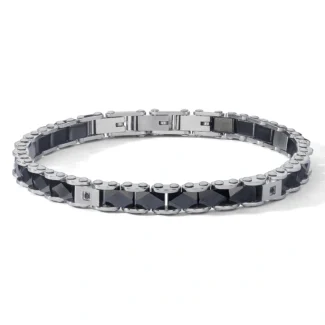 Bracciale Comete Uomo Acciaio Ceramica e Zirconi Neri UBR 1250
