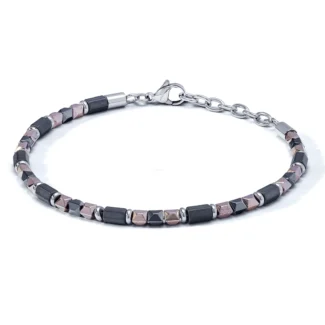 Bracciale Comete Uomo Acciaio Ematite Nera e Rosè UBR 1149