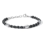 Bracciale Comete Uomo Acciaio Pietra Lavica ed Ematite UBR 1206