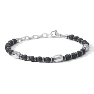 Bracciale Comete Uomo Acciaio Pietra Lavica ed Ematite UBR 1206
