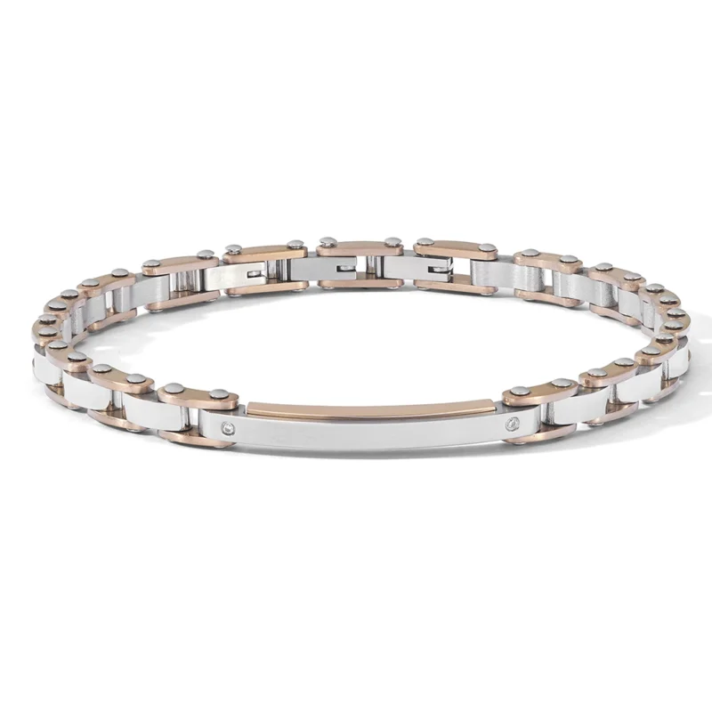 bracciale-comete-uomo-acciaio-zirconi-bianchi-e-pvd-rose-ubr-1238 Bracciale Comete Uomo Acciaio Zirconi Bianchi e PVD Rosè UBR 1238