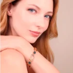 Bracciale Gioiello Bronzallure Maglia Rettangolare Prisma Gem Baguette Turchese WSBZ02361.LBT indosso