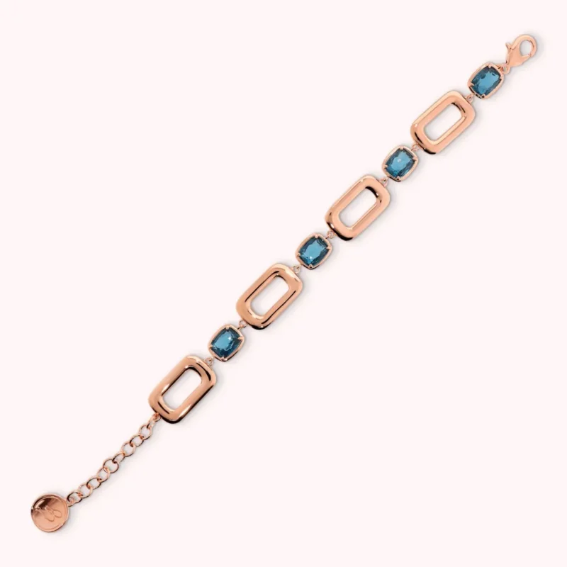 Bracciale Gioiello Bronzallure Maglia Rettangolare Prisma Gem Baguette Turchese WSBZ02361.LBT lungo
