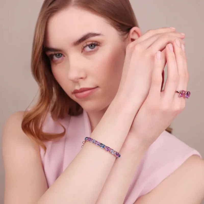 Bracciale Gioiello Tennis Bronzallure Prisma Gem Mosaico Blu WSBZ02290.BLU-SP indosso