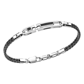 Bracciale Zancan Argento 925 Targa e Spinelli Neri EXB609N