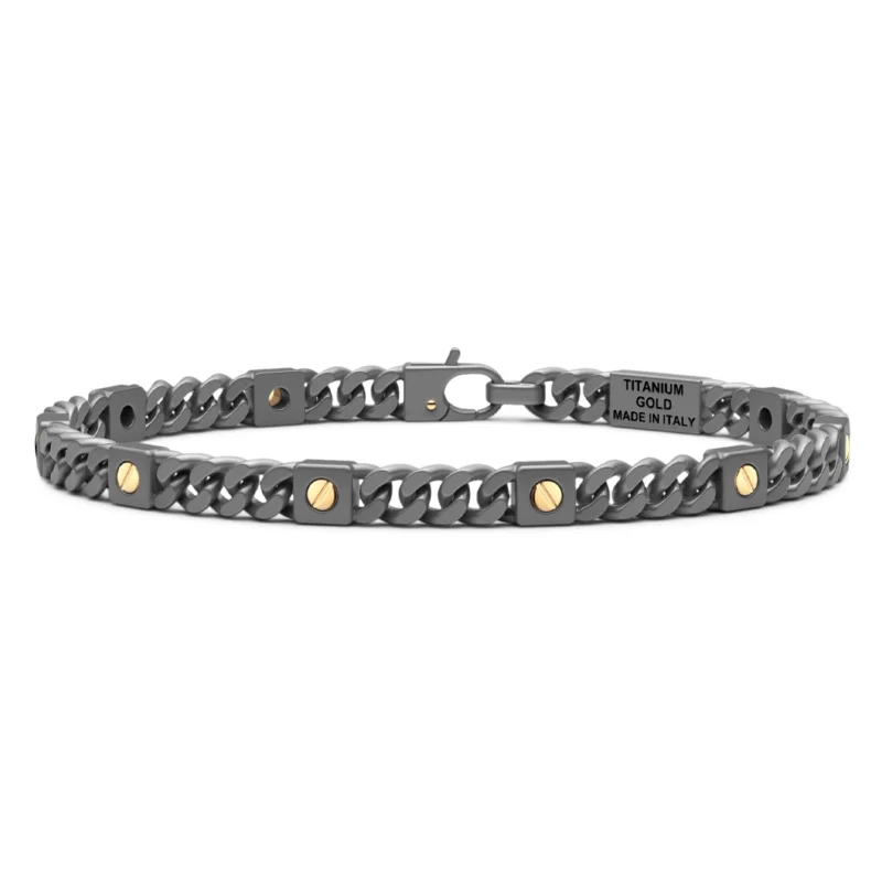bracciale-zancan-titanio-grumetta-etb268g Bracciale Zancan Grumetta Titanio e Doratura ETB268G