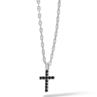Collana Comete Uomo Croce Argento 925 Zirconi Neri Small UGL 728